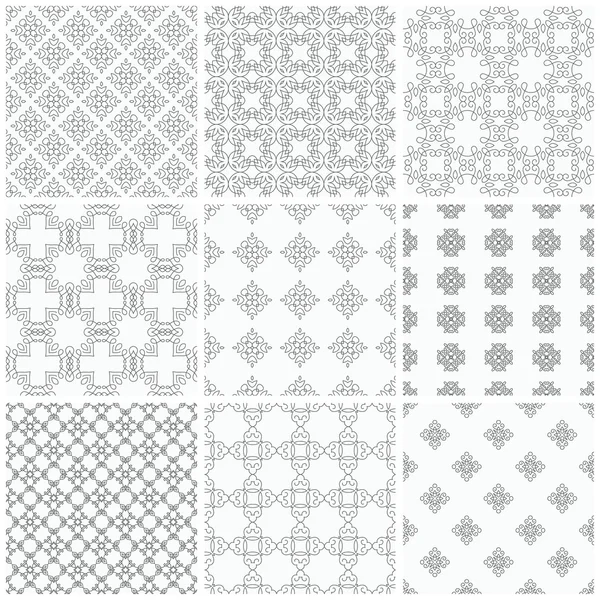 Nine  seamless geometrical patterns — Stok Vektör