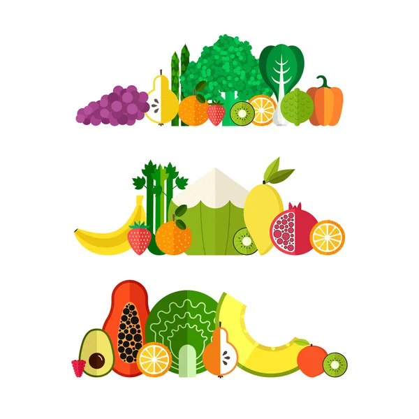 Fresh Vegetables and Fruits — Stock Vector