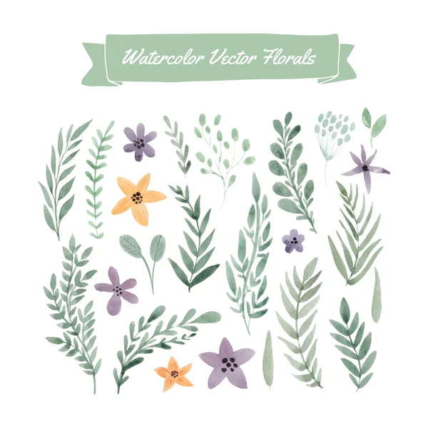 Suluboya çiçek ve yaprakları