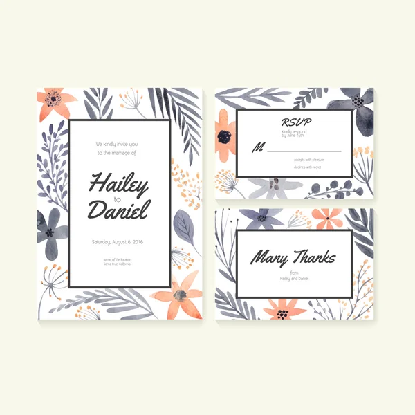 Colección de tarjetas de boda — Vector de stock