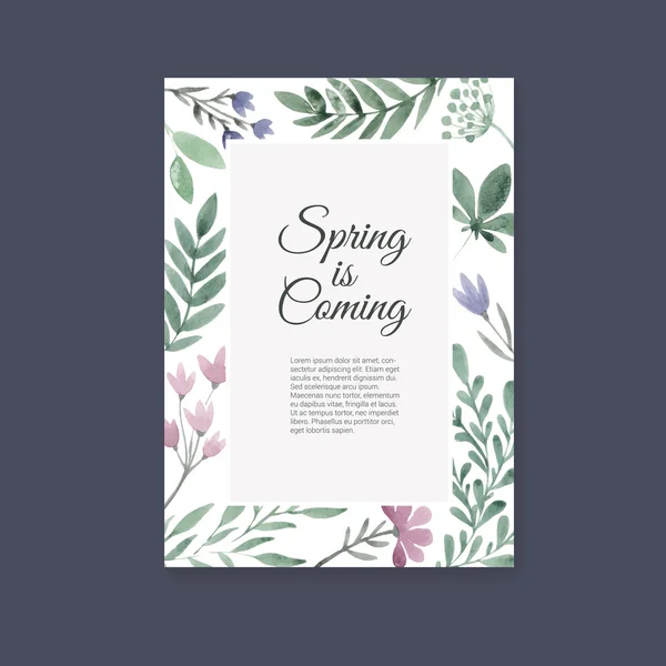 Watercolor Card with floral design — Stockvector