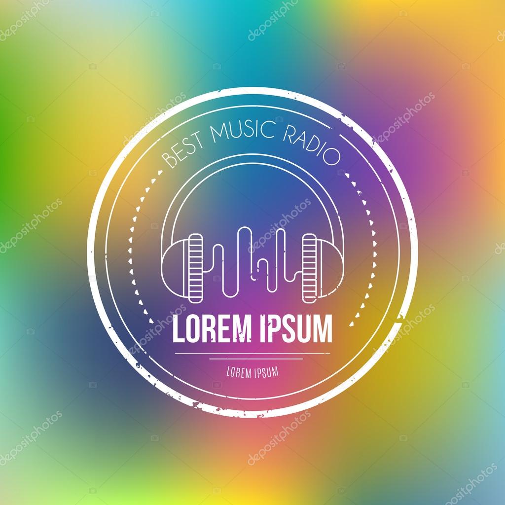 Isolated music design element made in vector. Modern logotype for music festival, band, music school or recording studio on blurred background.