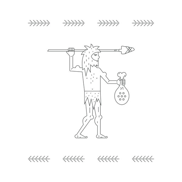 Cave man with meat and arrow