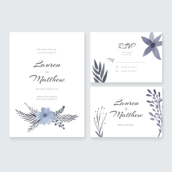 Colección de tarjetas de boda — Vector de stock