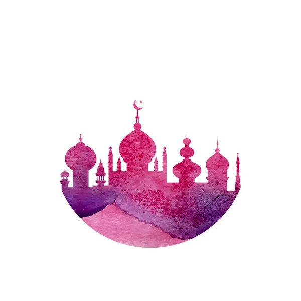 Silhouette of a mosque and islamic city — Stock Vector