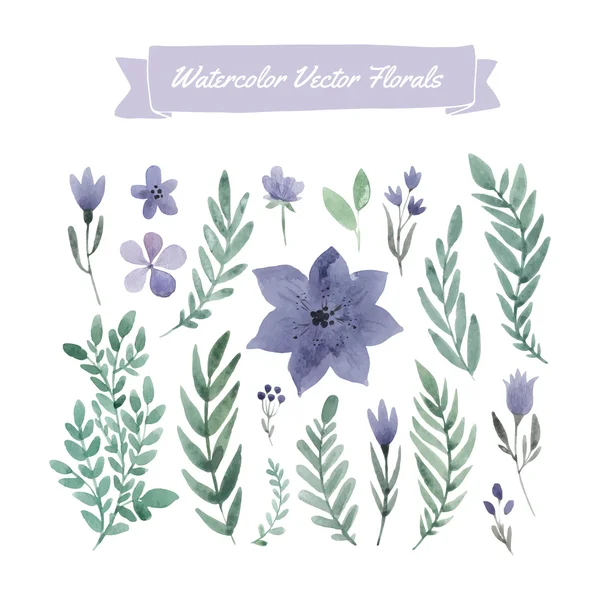 Suluboya çiçek ve yaprakları