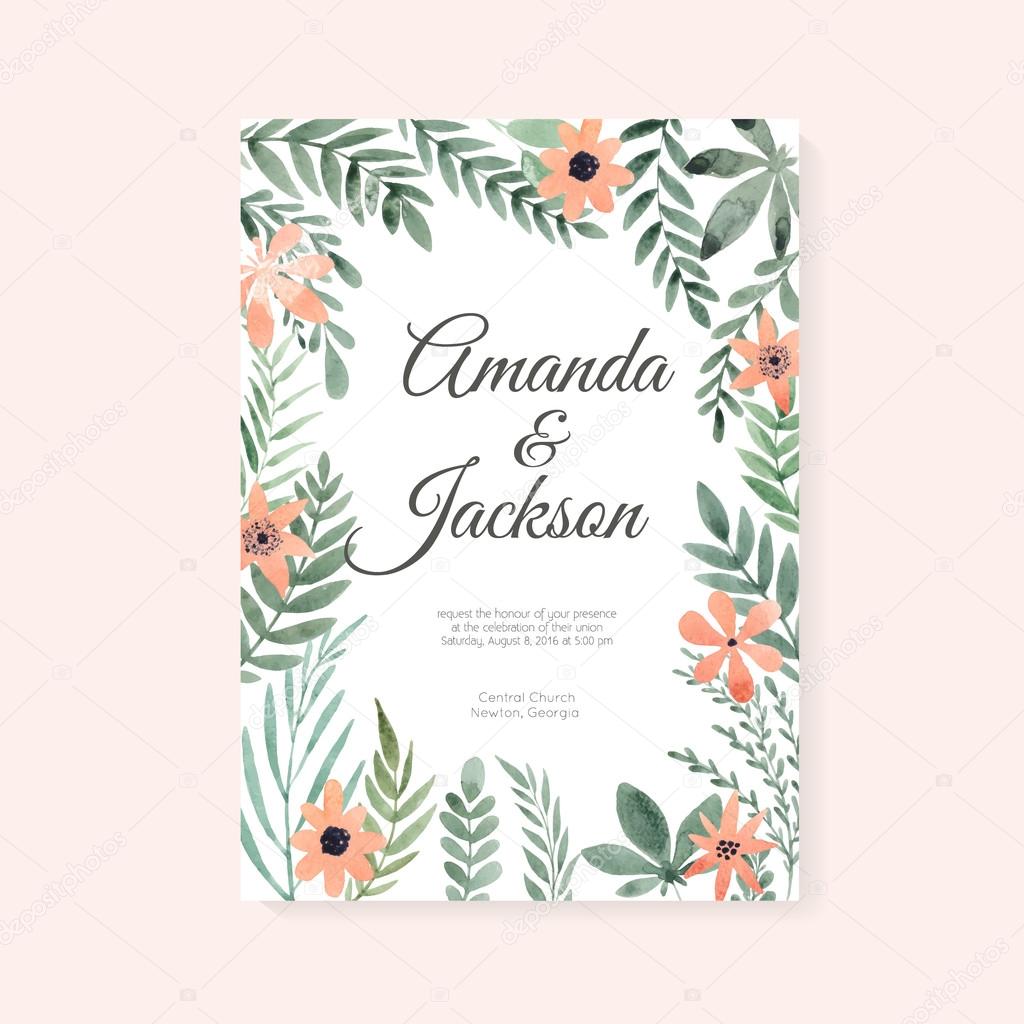 card design with handpainted watercolor flowers