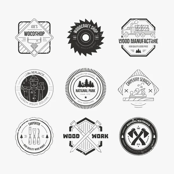 Set of vintage carpentry logotypes — Stock Vector