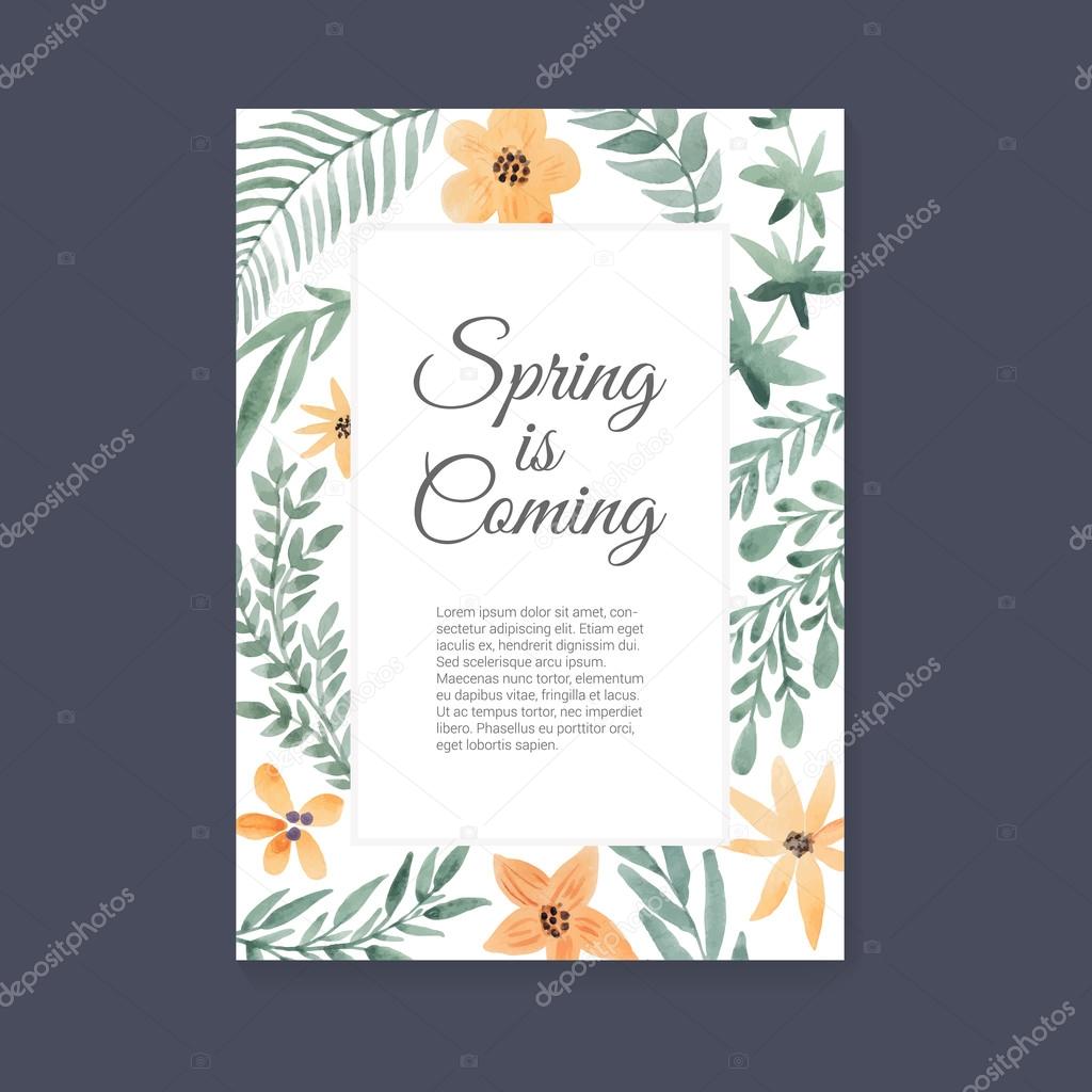 Watercolor floral Card Template