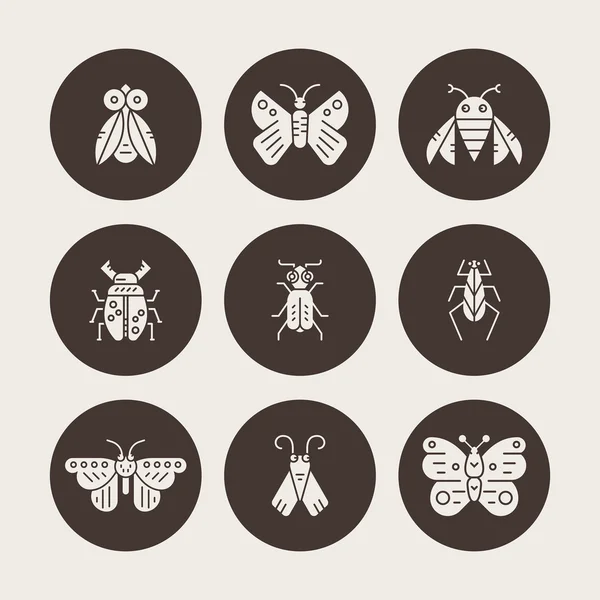 Silhouette collection of insects and bug — Stok Vektör