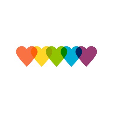 hearts colored with rainbow colors.