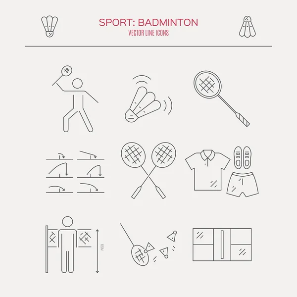 Conjunto de ícones Badminton — Vetor de Stock