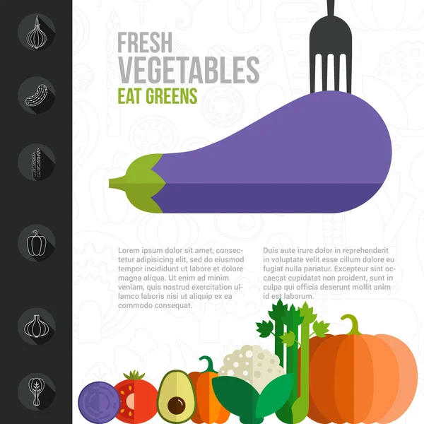 Note di alimentazione infografica con verdure — Vettoriale Stock