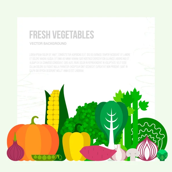 Concepto de verduras frescas — Vector de stock