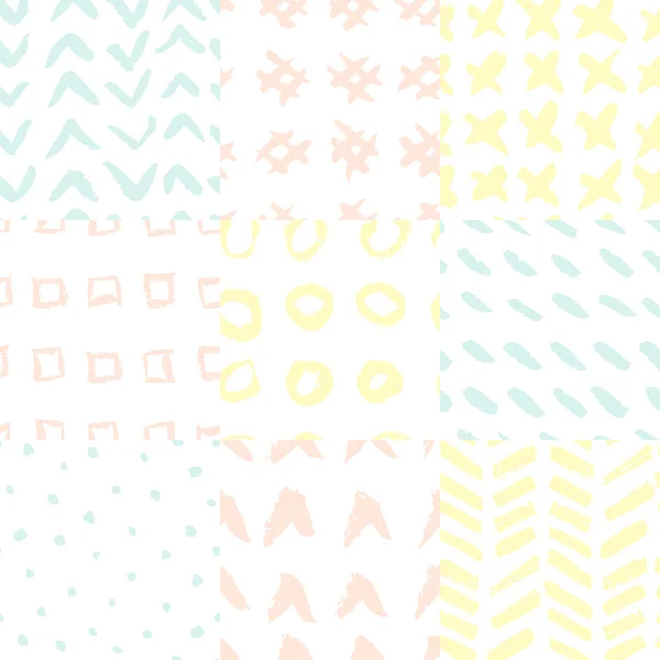 Nine hand drawn rough seamless pattern — ストックベクタ