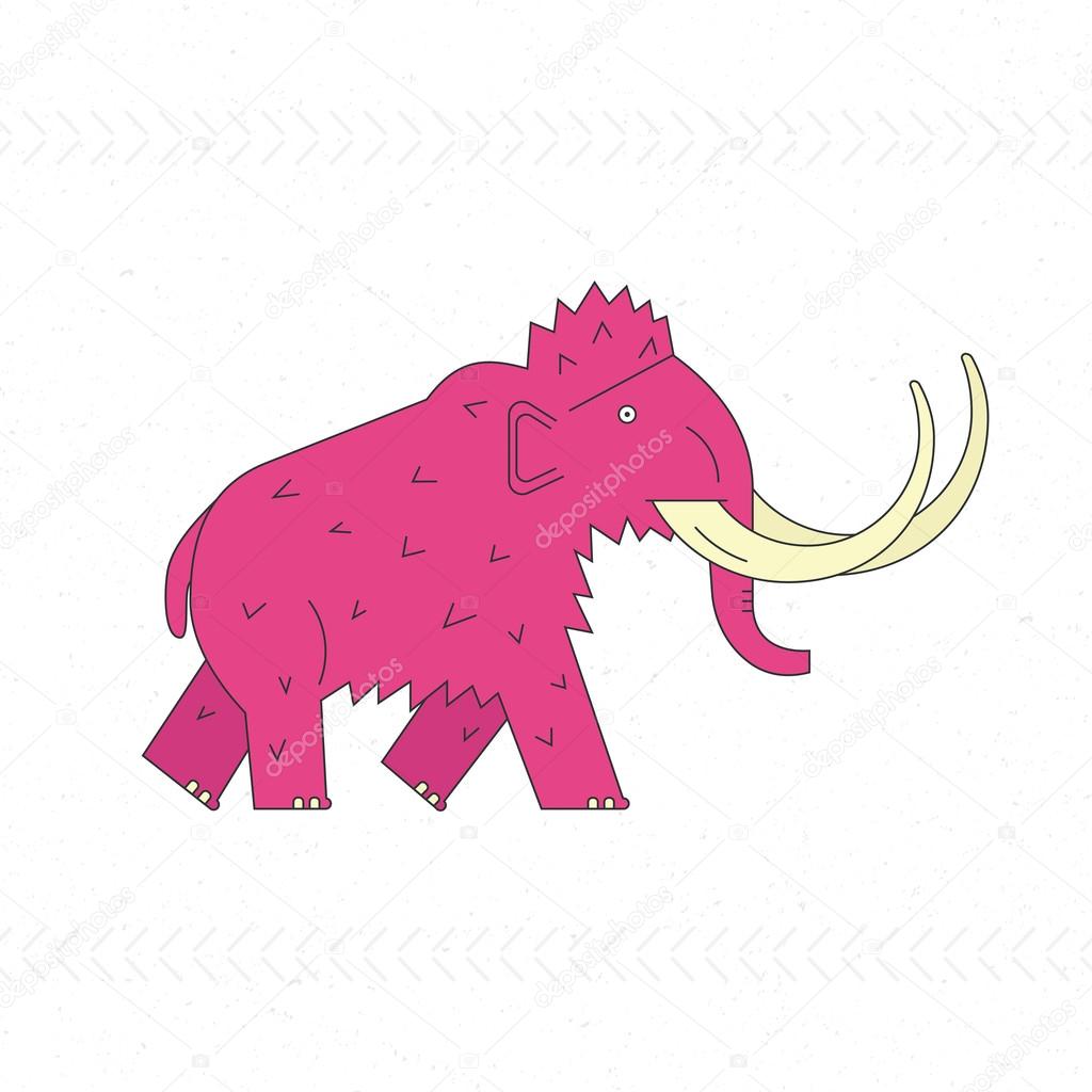 Mammoth vector logo design template. Linear illustration of prehistoric mammal. Paleo diet symbol. Ice age animal modern graphic.
