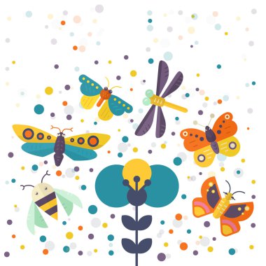 concept with insects and flowers clipart