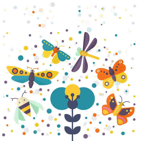 concept with insects and flowers