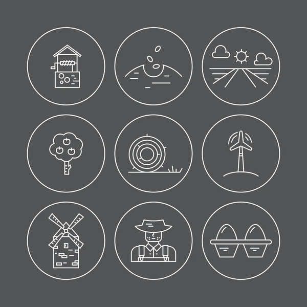 Icons with farming and agricultural elements — 图库矢量图片