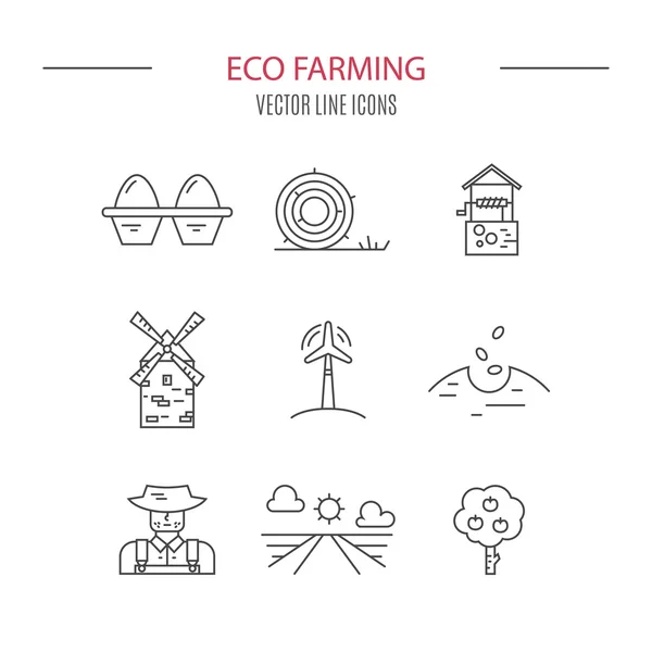 Icons with farming and agricultural elements — ストックベクタ