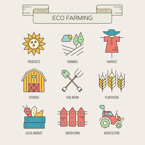 Eco agricultura iconos — Vector de stock