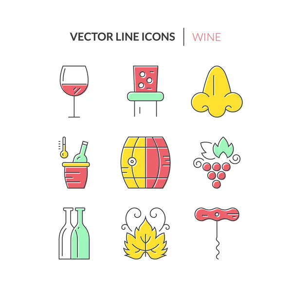 Set of icons with wine elements — 图库矢量图片