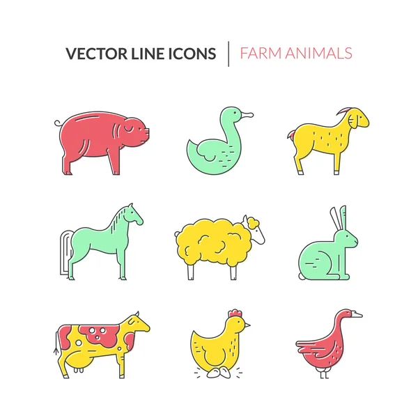 Collection of farm animals — Stock Vector
