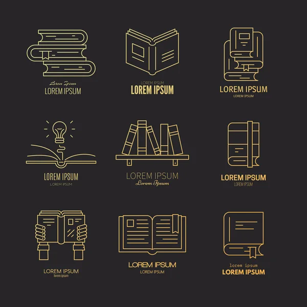 Collection of logotypes with books — 图库矢量图片