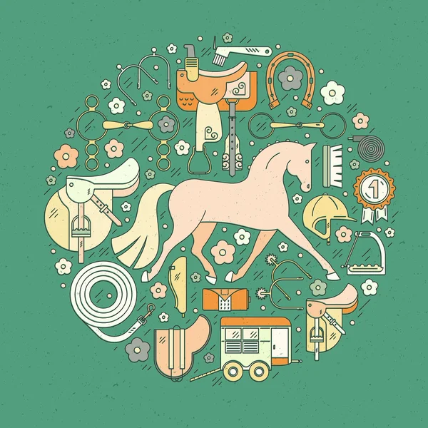 Different horseriding elements — Stock vektor