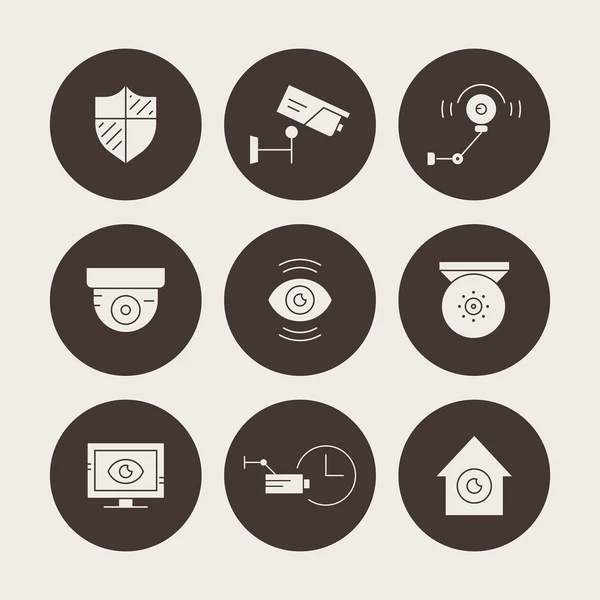 Iconos de silueta CCTV — Vector de stock