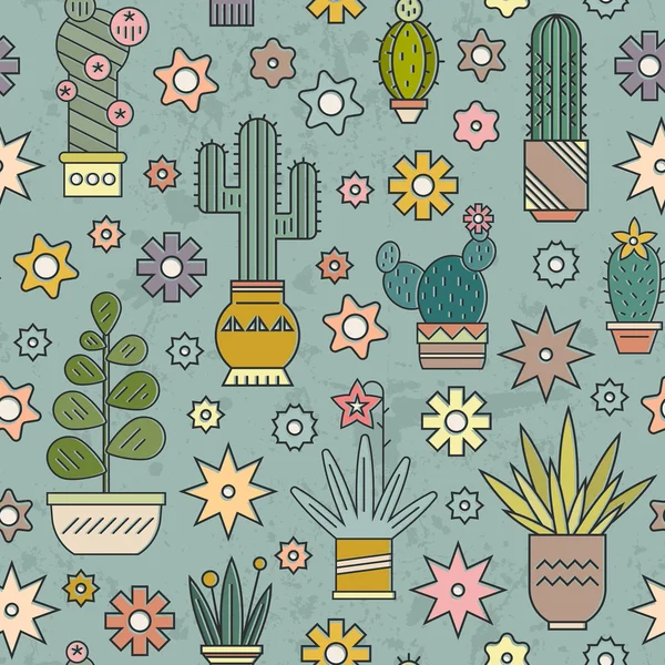 Seamless pattern with cactuses — Stock Vector