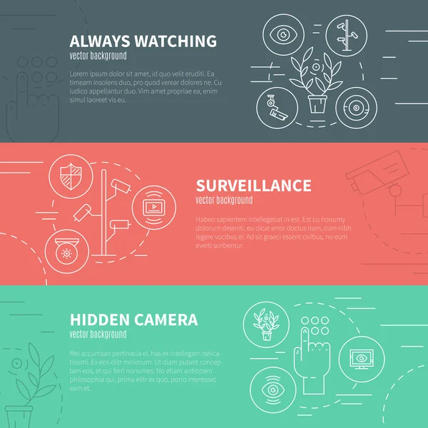 Illustration on surveillance and CCTV — Stock Vector