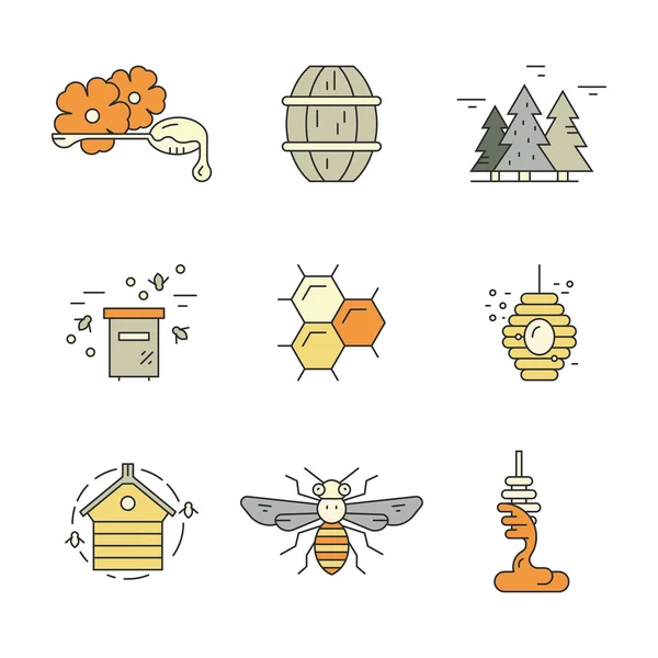 Conjunto de ícones de mel — Vetor de Stock