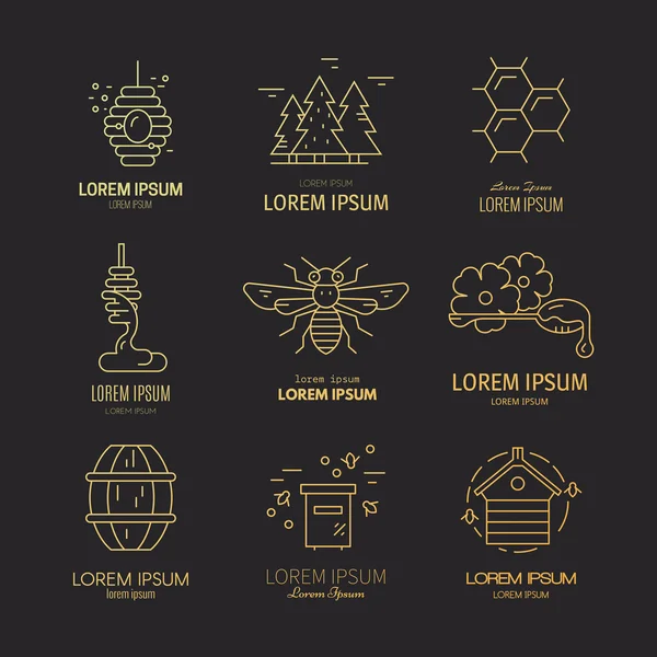 Logotypy z różnych miód podobne elementy — Wektor stockowy