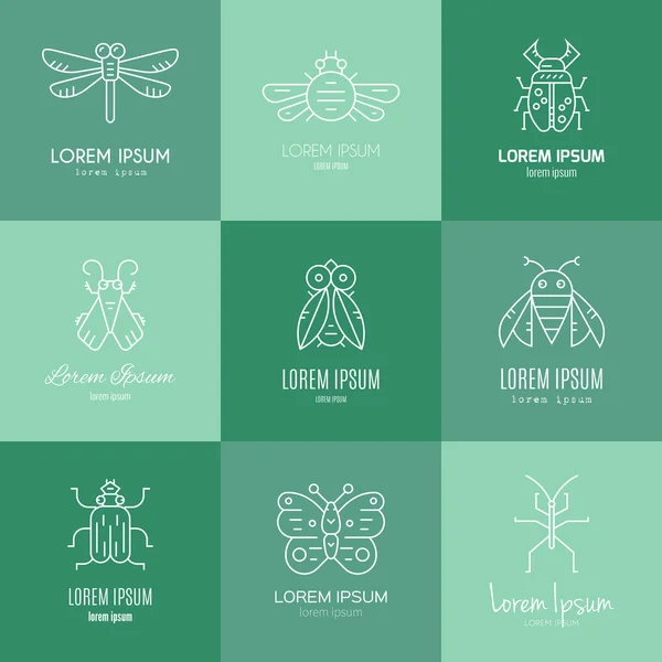 Samling av etiketter med buggar och insekter — Stock vektor