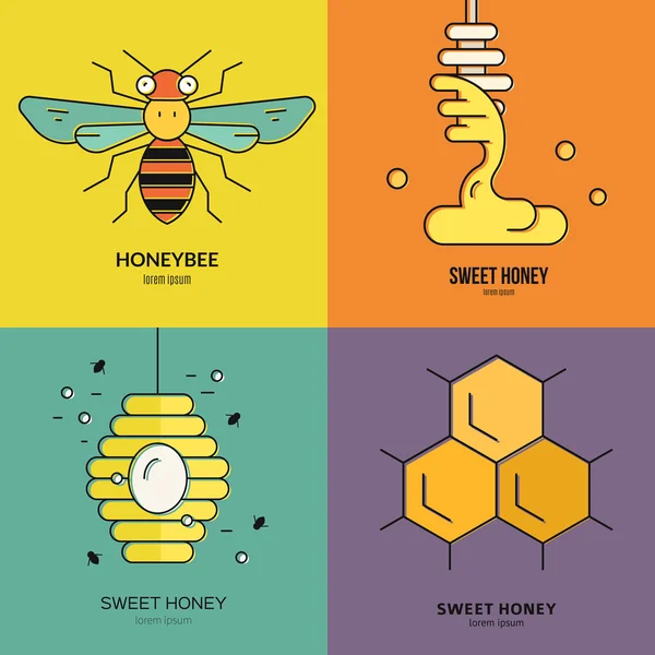Ensemble de modèles de logo miel — Image vectorielle