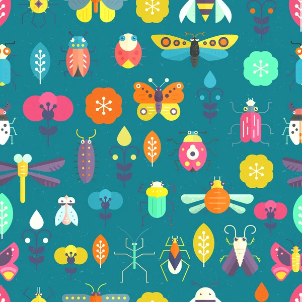 Pattern with bugs and insects — Stock Vector