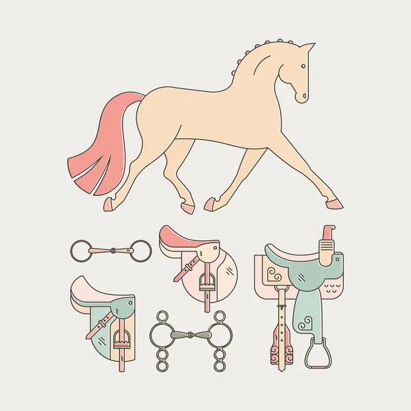 Ló, a lovaglás felszerelés — Stock Vector