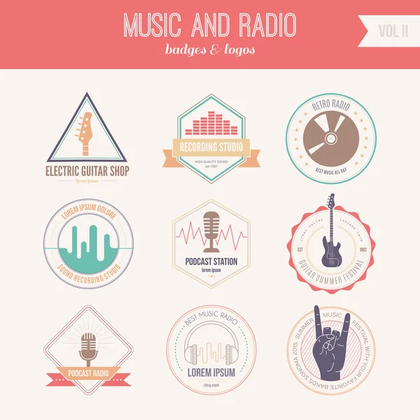 Collection of music logos — Stock Vector