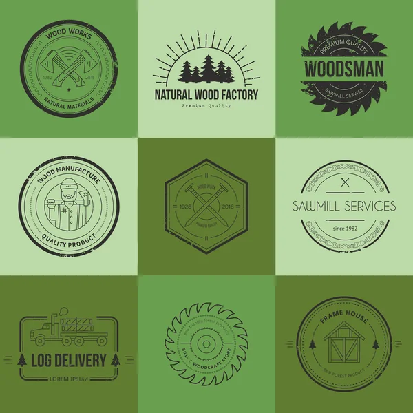 Logotipos de carpintaria vintage —  Vetores de Stock