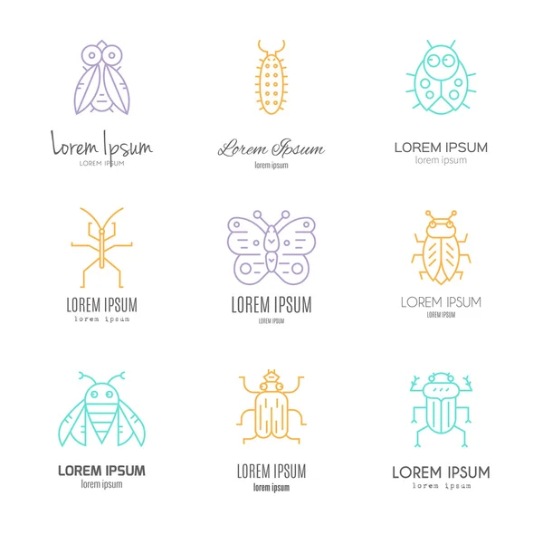 Logo mallar med buggar och insekter — Stock vektor