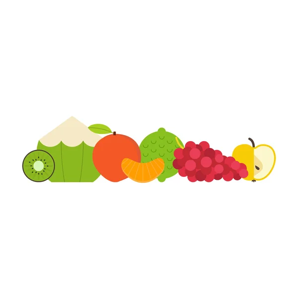 Collection of juicy fresh healthy fruits — Stock Vector