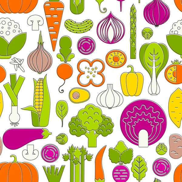 Pattern with different vegetables — Stock Vector