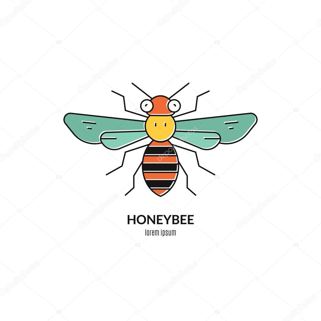 Colorful honeybee logo. Perfect label for honey related business or other natural product industry.