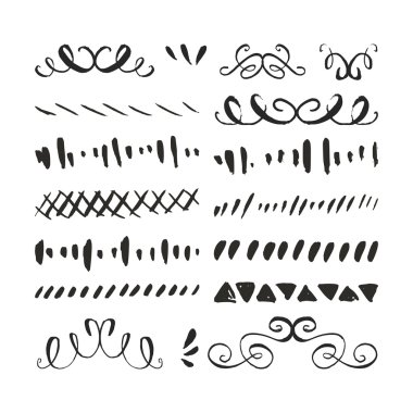 handdrawn ink borders and swirls clipart