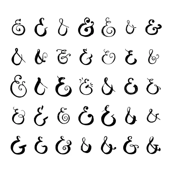 Collection of hand-lettered ampersands — Stockový vektor