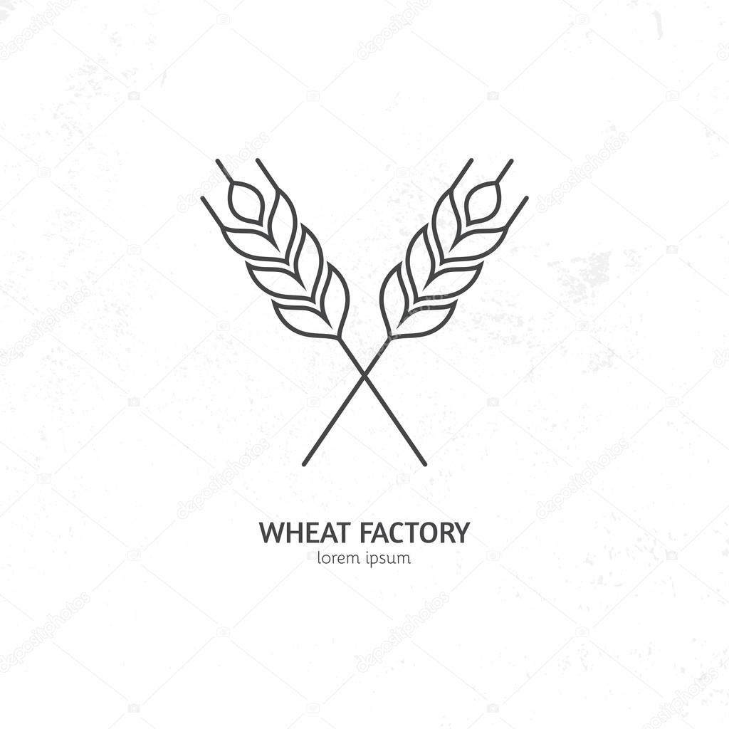 Line style logotype template with wheat. Easy to use business template