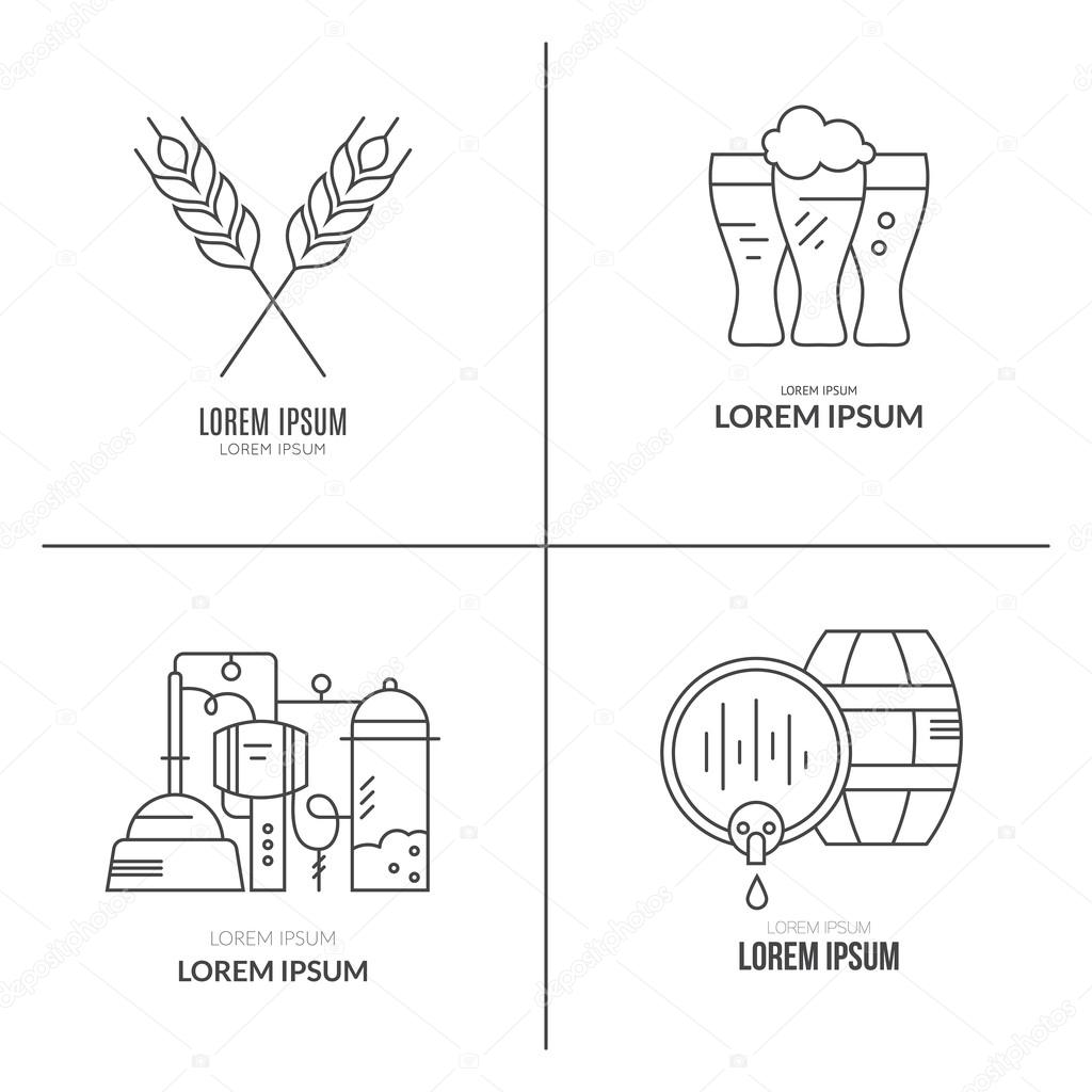 Octoberfest series: modern line vector collection of beer logotypes with sample text. Brewery company logo. Modern easy to edit logo template