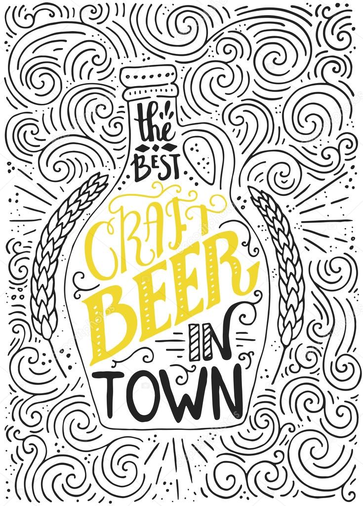 lettering  with bottle of craft beer