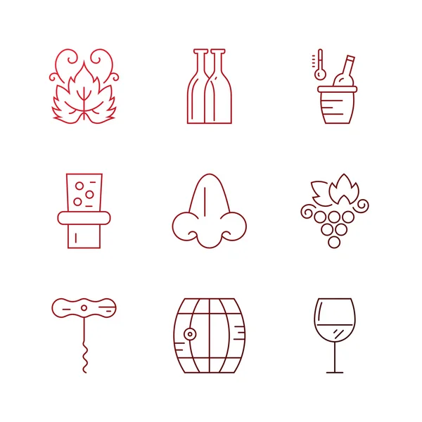 Şarap ve üzüm bağı sembolleri. — Stok Vektör
